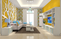 个性墙画装修的客厅沙发背景墙