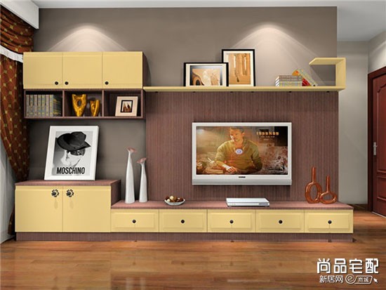 实木客厅电视背景墙  效果图欣赏