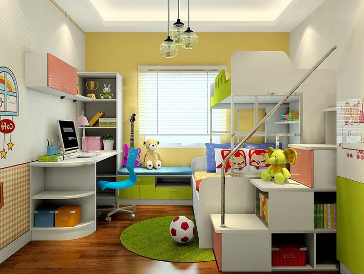 阳光儿童房双层床图片