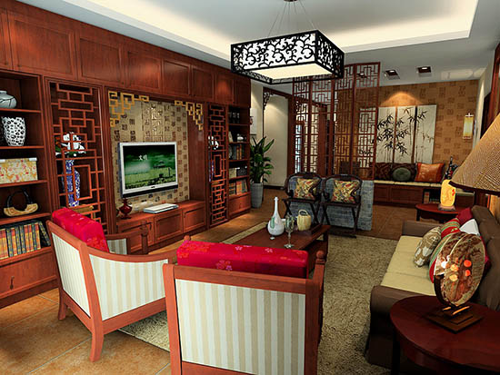 客厅中式田园风格装修效果图