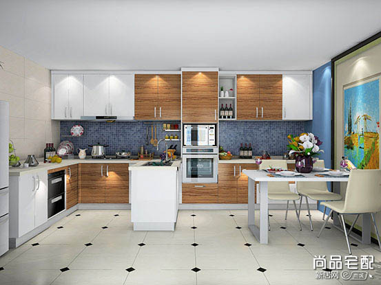 美式风格开放式厨房装修效果图