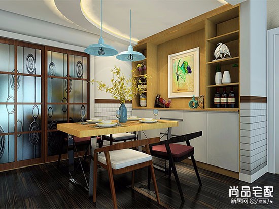 中式实木餐边柜立面图