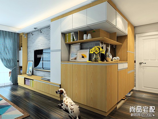 小户型客厅背景收纳柜