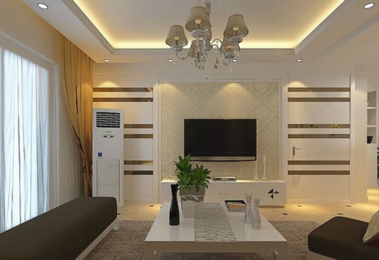 客厅隐形门电视背景墙的搭配设计