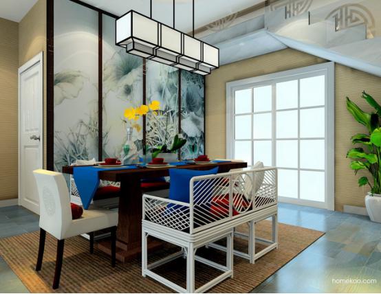 中式餐厅吊顶效果图