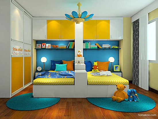 两张床儿童房装修设计,一个充满童趣的家