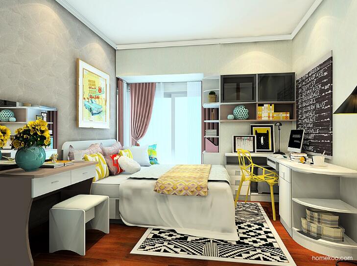 卧室窗帘床单搭配效果图